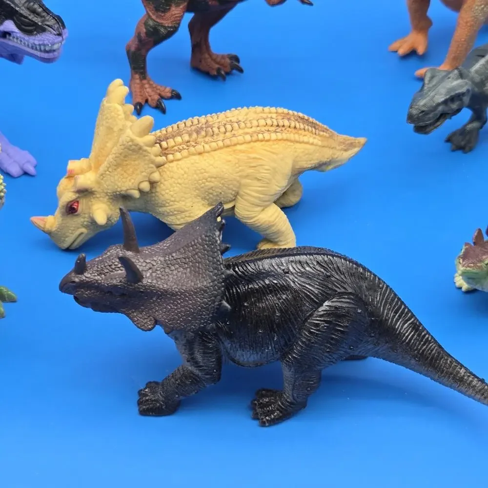 Lot of 8 Dinosaur Toys Figures T-Rex Triceratops Stegosaurus Raptor Mixed Brands